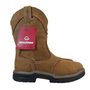 Wolverine Anthem Wellington Work Boots Mens 10.5 M Soft Toe WP Brown Leather